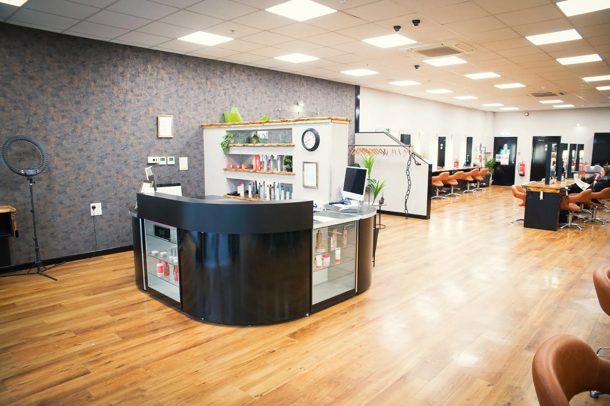The reception desk and the salon floor beyond it, Deesigner Hair Studio, Ipswich